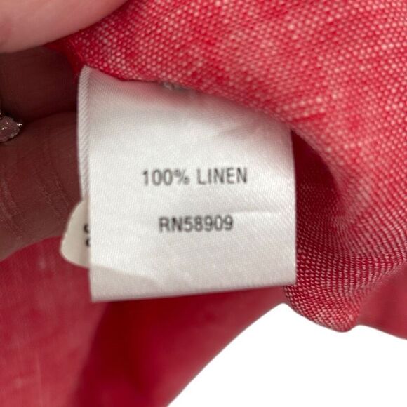 Murano Linen Long Sleeve Button Front Tunic Blouse Light Red Size Small - Picture 7 of 10